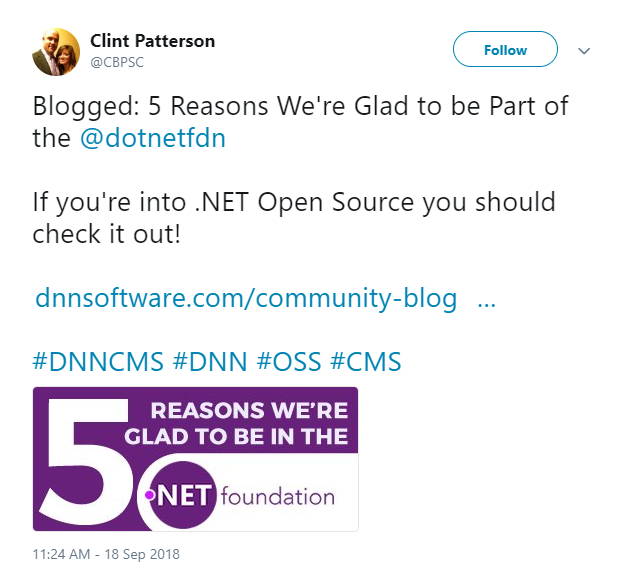 请看Clint Patterson关于.NET基金会的推特