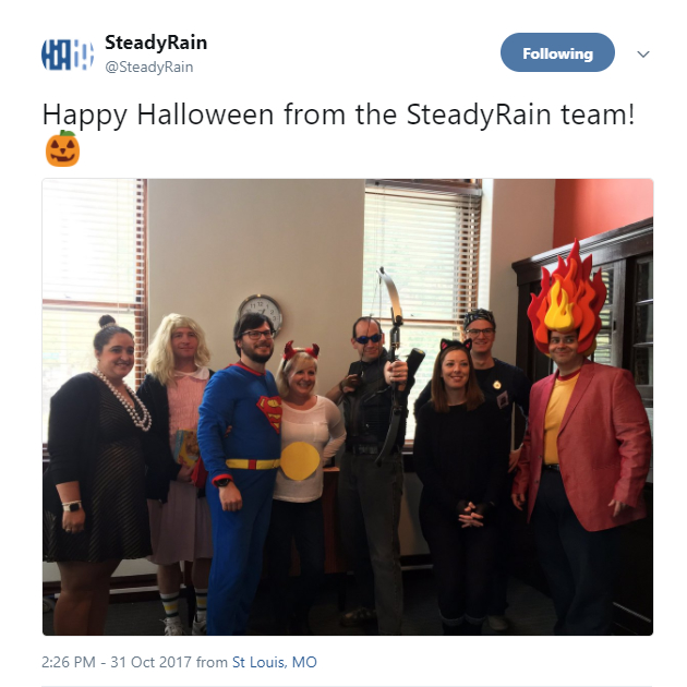 SteadyRain团队在推特上展示了他们的万圣节服装