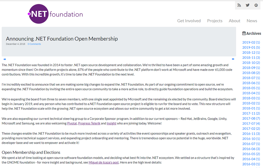 .NET基金会博客截图