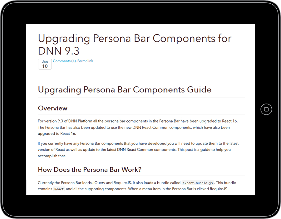 Matt Rutledge关于升级角色栏组件的博客截图