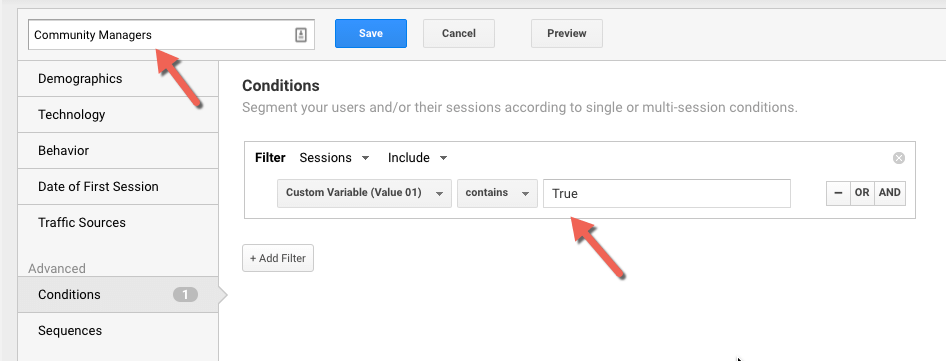 在谷歌分析中添加段规则